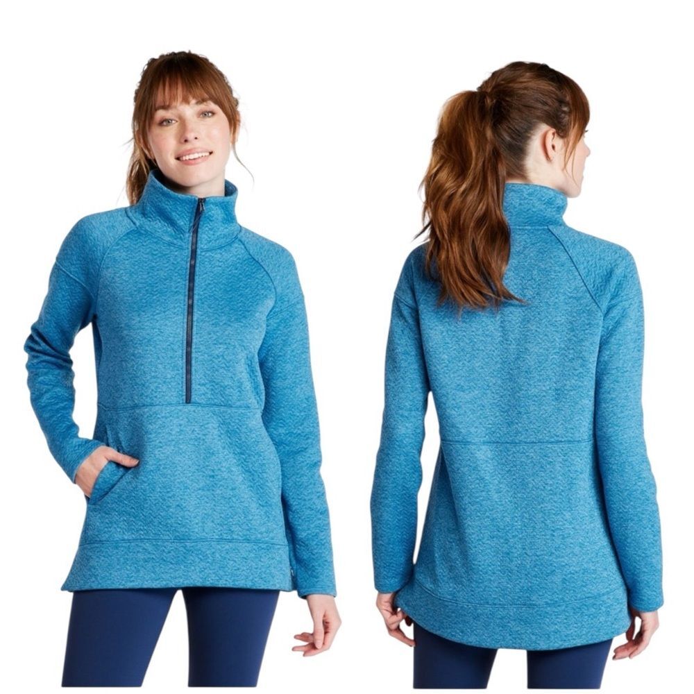 LL Bean FlexForward Quilted Half Zip Pullover Jacket Womens Size Small Blue